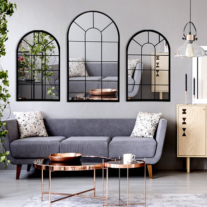 Arched Black Wall Mirror - Decorative Farmhouse Design for Living Room, Bedroom, Entryway, and Bathroom Vanity (41.3” x 24” x 1”)