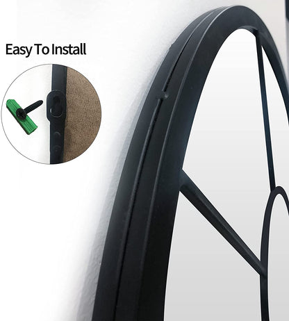 Arched Black Wall Mirror - Decorative Farmhouse Design for Living Room, Bedroom, Entryway, and Bathroom Vanity (41.3” x 24” x 1”)